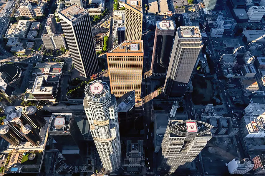 Aerial view of downtown Los Angeles