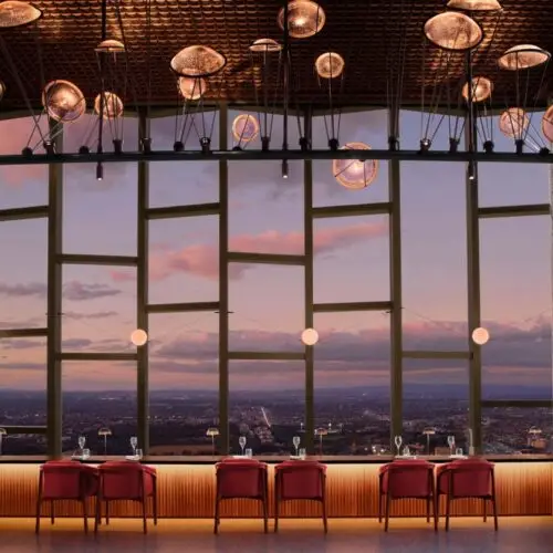 Lobby bar with sunset views at The Ritz-Carlton, Melbourne
