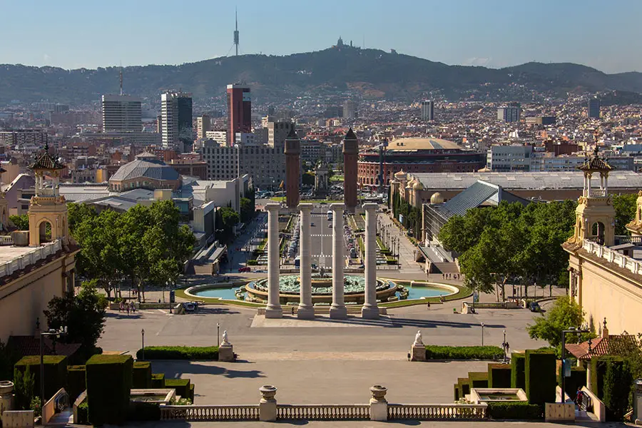 View from Montjuïc across Barcelona towards Plaça d'Espanya