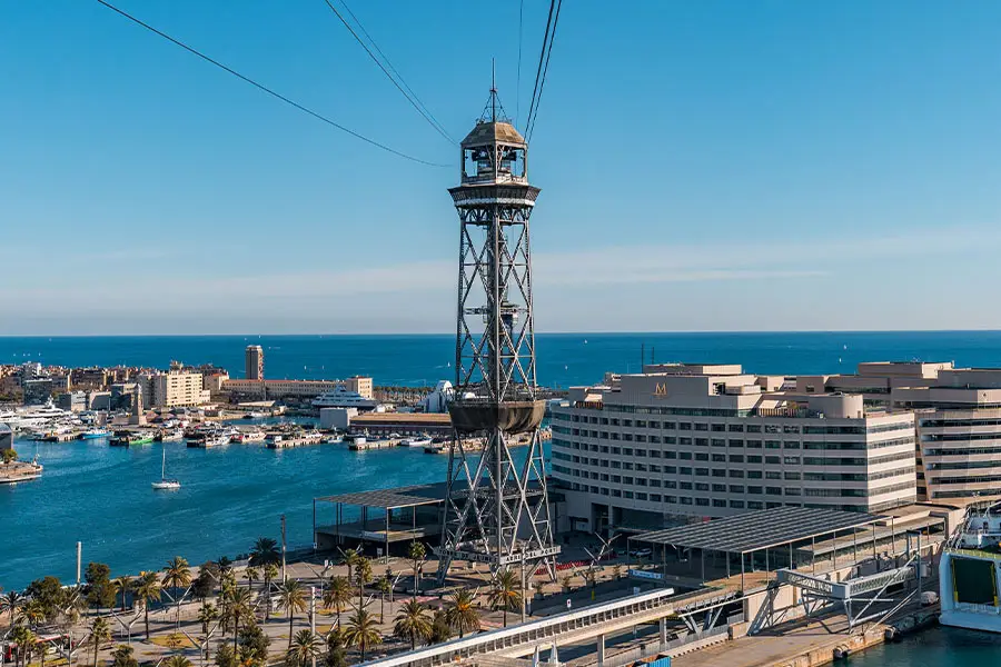Cable car tower above Barcelona's harbour