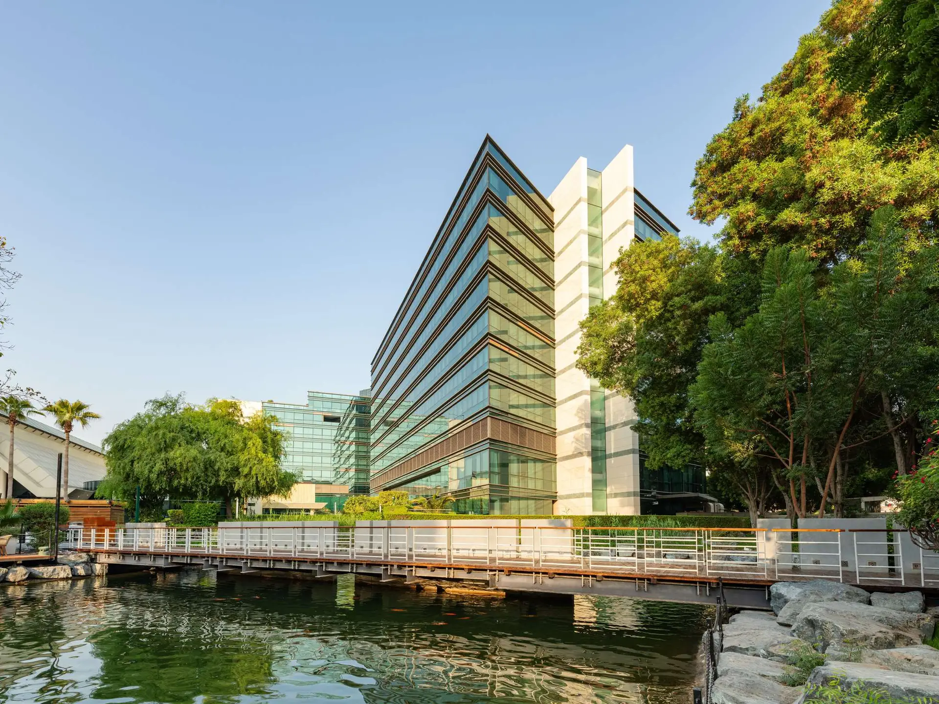 Creekside Hotel Dubai beside a landscaped water feature
