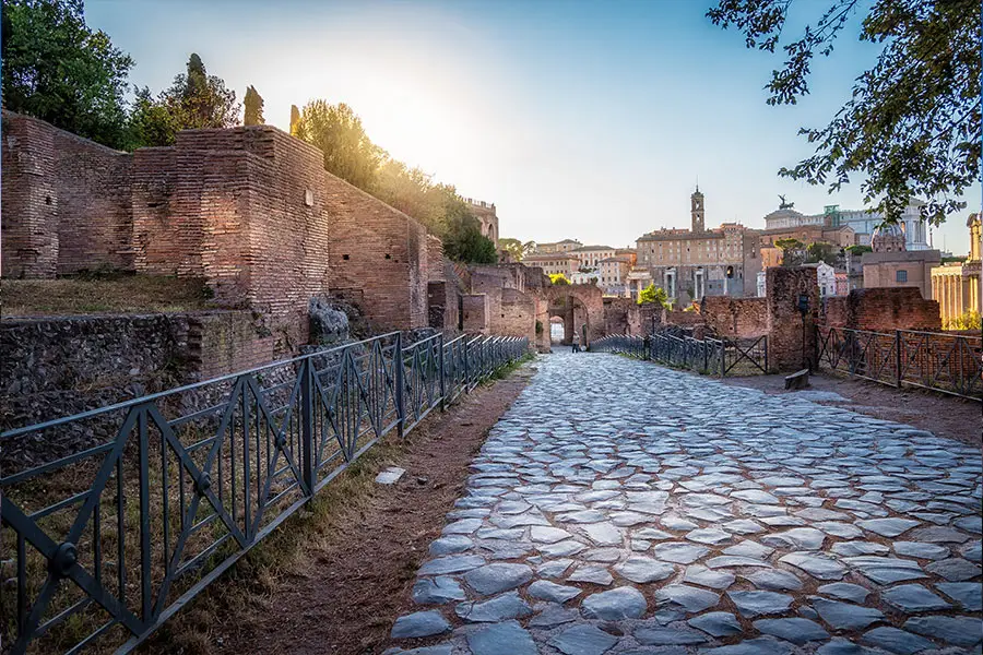 Stone path through ancient Roman ruins