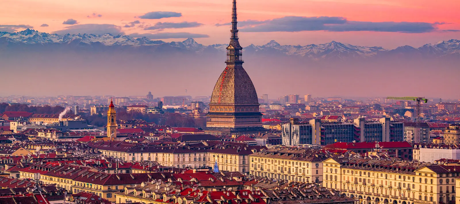 Turin skyline with the Mole Antonelliana at sunset